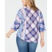 Style & Co. Womens Plus Button-Up Front Tie Tops, Natural, 0X