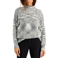 Sugar Moon Juniors’ Spacedye Waffle-Knit Sweater, Gray/S