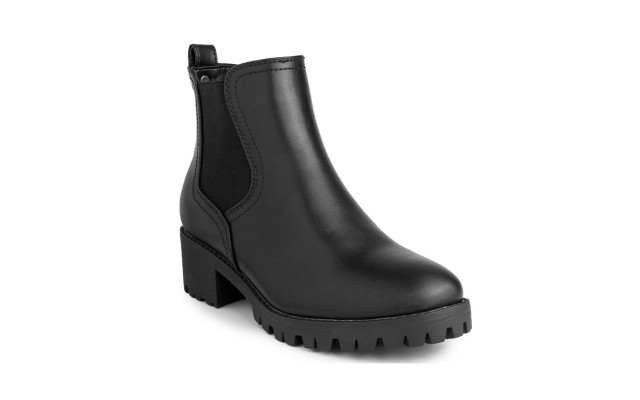  Womens Kelce Faux-Leather Slip-On Ankle Boots, Black, 11