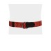  Men’s Geo D-Ring Web Belt with Faux-Leather Trim, Orange, Small