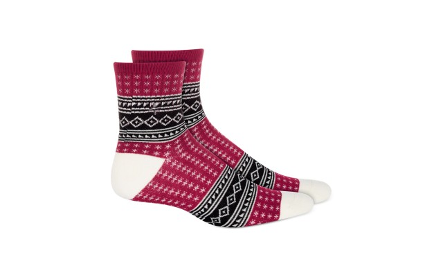  Mens Aztec Print Holiday Quarter Socks, Red