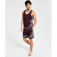 Sun + Stone Men’s Bandana Varsity Tank Top, Red, S