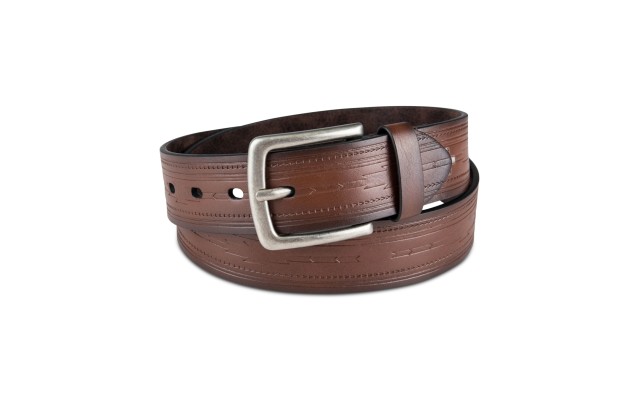 Sun Stone Mens Brown Pebbled Embossed Faux Leather Casual Belt, S 30-32