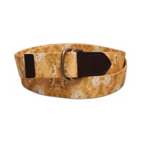 Sun + Stone Men’s Geo D-Ring Web Belt with Faux-Leather Trim, Yellow, Small