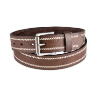 Sun + Stone Men’s Heavy-Stitch Casual Belt, Brown, Medium (34-36)