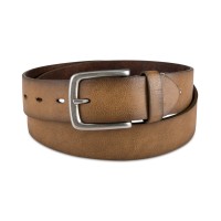 Sun + Stone Men’s Pebbled Faux-Leather Belt, Brown, Large(38-40)