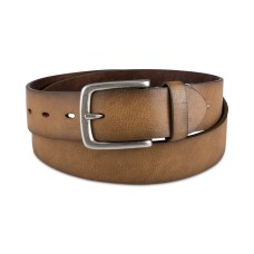 Sun + Stone Men’s Pebbled Faux-Leather Belt, Brown, Small 30-32