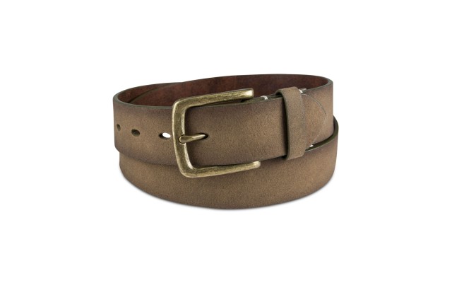  Men’s Pebbled Faux-Leather Belt, Olive, Large ( 38-40 )