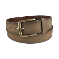 Sun + Stone Men’s Pebbled Faux-Leather Belt, Olive Medium