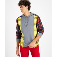 Sun + Stone Mens Pieced Hoodie, Blue, X-Large