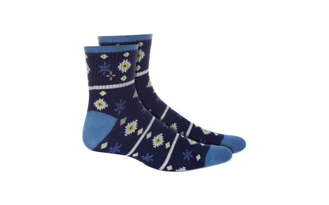 Mens Printed Holiday Quarter Socks, Navy