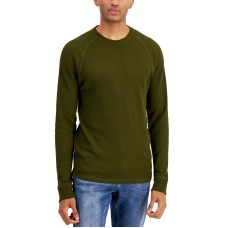 Sun + Stone Men’s Remix Thermal Waffle-Knit T-Shirt, Green, Small