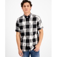 Sun + Stone Mens Rex Shirt, White/Black, X-Large