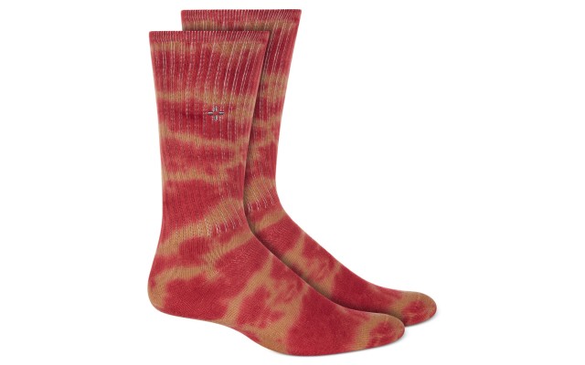  Mens Tie Dye Knit Crew Socks, Taupe