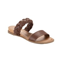 Sun + Stone Womens Braided Open Toe Slide Sandals, Brown, 5.5