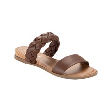 Sun + Stone Womens Braided Open Toe Slide Sandals, Brown, 5.5