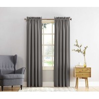 Sun Zero Grant Rod Pocket Top Curtain Panel, 54″ x 84″-Steel Gray