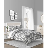 Sunham Home Fashions Alisa 3-Pc. Reversible Floral Full/Queen Comforter Set, Charcoal