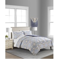 Sunham Sasha 3-Pc. Reversible Medallion Full/Queen Comforter Set, Blue