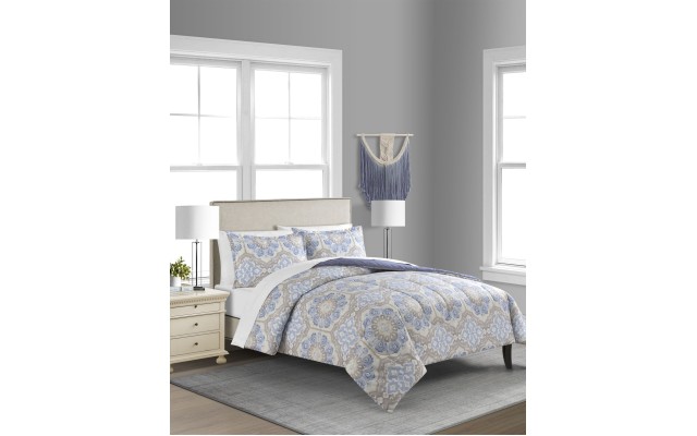  Sasha 3-Pc. Reversible Medallion Full/Queen Comforter Set, Blue