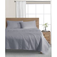 Sunham WellBeing 300-Thread-Count Oxywash 4-Piece Sheet Set, Full,Gray