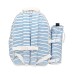  Picnic Cooler Striped Backpack, White/Blue