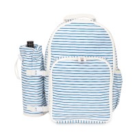Sunnylife Picnic Cooler Striped Backpack, White/Blue