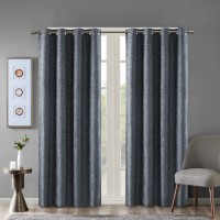 SunSmart Maya 50″ x 84″ Printed Heathered Blackout Window Panel, Navy