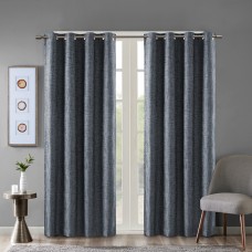 SunSmart Maya 50″ x 84″ Printed Heathered Blackout Window Panel, Navy