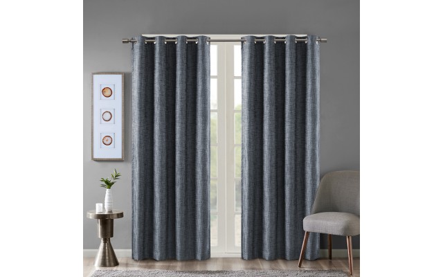  Maya 50″ x 84″ Printed Heathered Blackout Window Panel, Navy