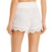  Crochet Cotton Shorts Swim Cover-Up, Natural, Medium