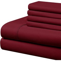 Swift Home Luxury Bedding Collection, Ultra-Soft Brushed Microfiber 4-Piece Bed Sheet Sets, Twin XL, Burgundy