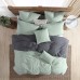  Ultra Soft Valatie Cotton Garment Washed Dyed Reversible 3 Piece Duvet Cover Set, Full/Queen, Aqua /Gray