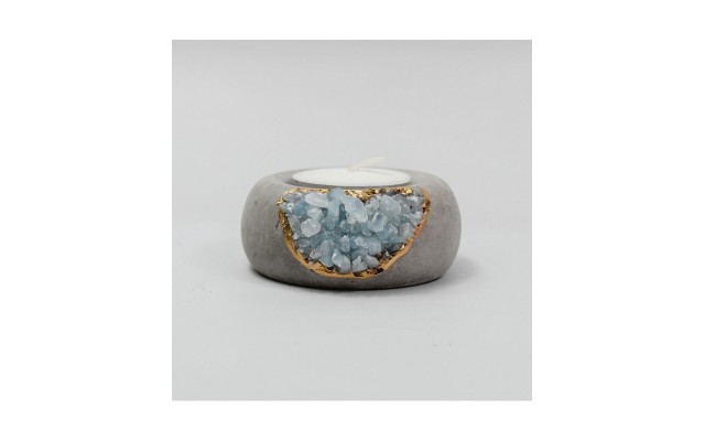 Tal & Bert Aquamarine Tea Light Holder, Gray, 2.5″ x 1.3″