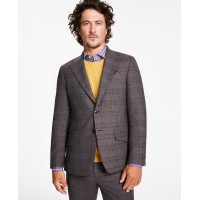 Tallia Men’s Slim-Fit Stretch Plaid Suit Jacket, Brown, 42S