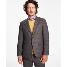 Tallia Men’s Slim-Fit Stretch Plaid Suit Jacket, Brown, 42S
