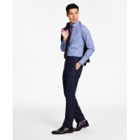 Tallia Men’s Slim-Fit Stretch Plaid Suit Pants, Navy/Brown, 32×32