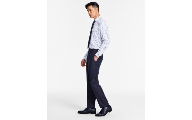  Men’s Slim-Fit Stretch Solid Suit Pants, Blue, 32×32