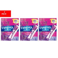 Tampax Radiant Tampons Plastic Applicator 3 Box of 14 – Light, Unscented