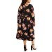  Womens Plus Size Floral-Print Maxi Dress, Black/14W