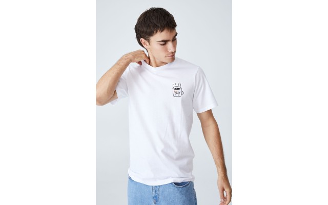 Tbar Art White T-shirt “Always Tired”, X-Large