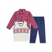  Boys Snowflake 3 Piece Sweater Set, Natural, Red and Navy, 7 Regular