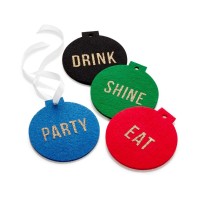 The Cellar  Christmas Ornament Coasters Set Of 4, Phrases, Set of 4
