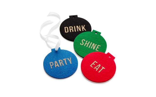   Christmas Ornament Coasters Set Of 4, Phrases, Set of 4