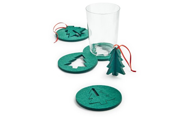The Cellar Holiday “Two In One Tree” Coaster And Ornament, Set of 8