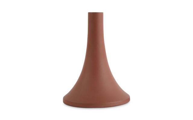  Short Ceramic Grand Taper Candleholder, Brown, Tall