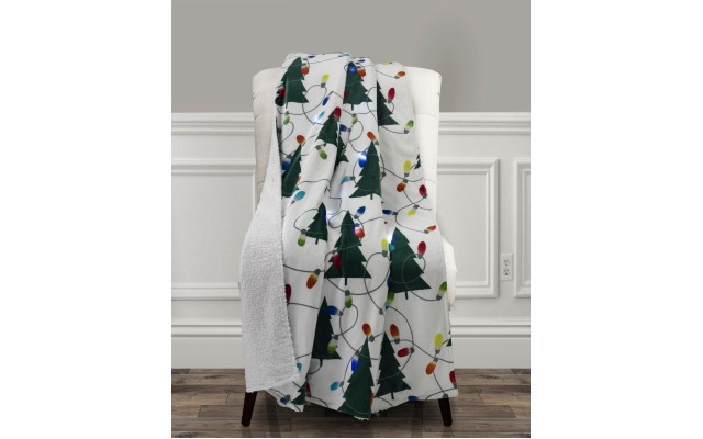  Led Holiday Printed Throw,  50 x 60, White
