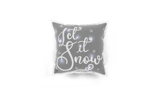  Led Let It Snow Decorative Pillow, Gray, 18″ x 18″