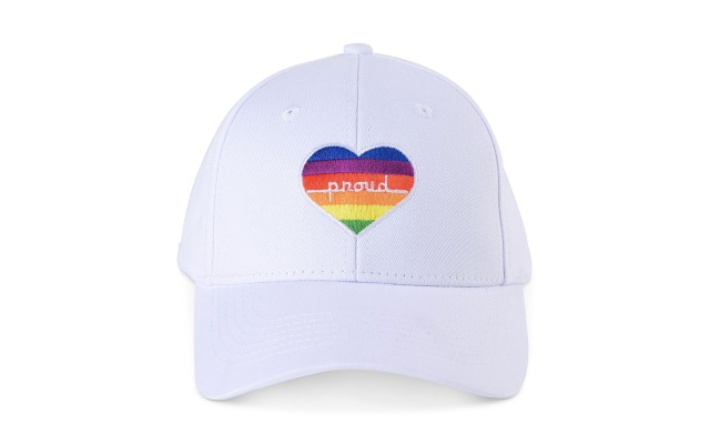  Rainbow Heart Baseball Cap, White