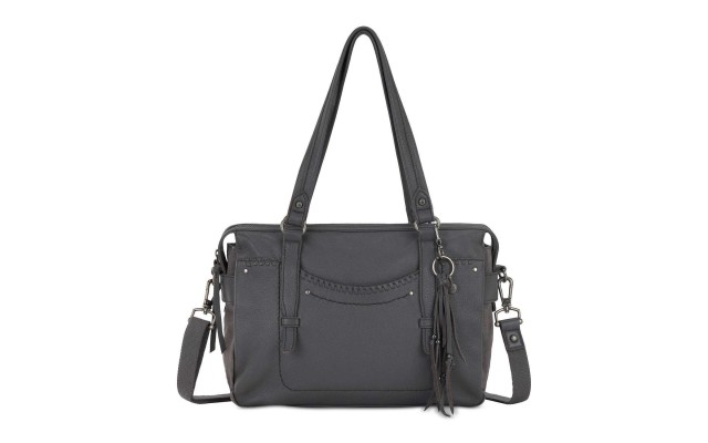  Womens Robertson Leather Satchel (Dark Gray)